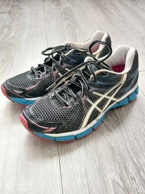 ASICS GT 2000 Black Running Shoes with Pink & Blue Accents